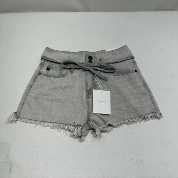 KANCAN tamsin belted high rise Gray Denim Women's Shorts nwt size small - Picture 1 of 8